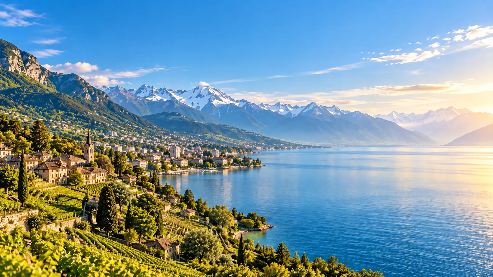 Landschaft der Riviera und der Alpen