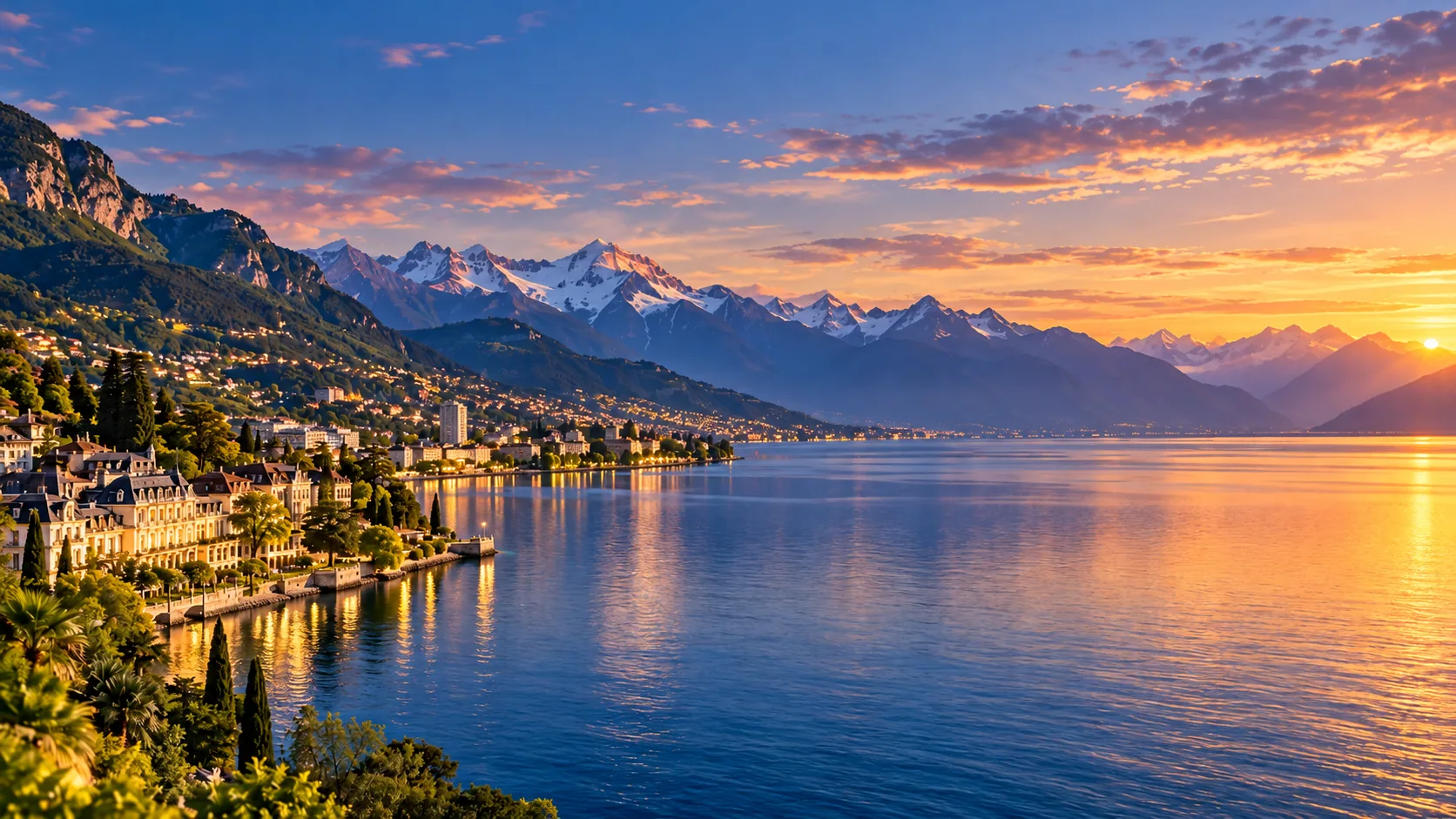 Paysage de la Riviera et des Alpes